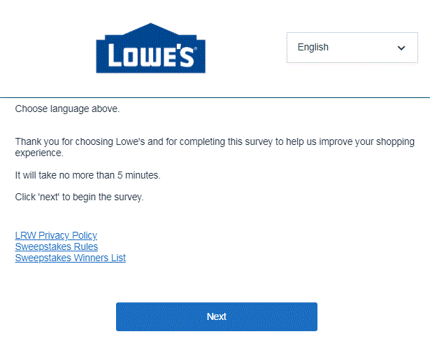 www.lowes.com/survey Homepage