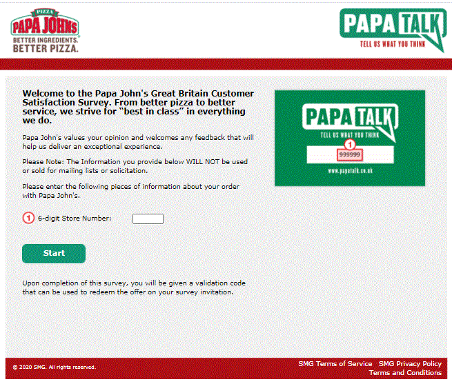 www.papajohnsfeedback.com step1