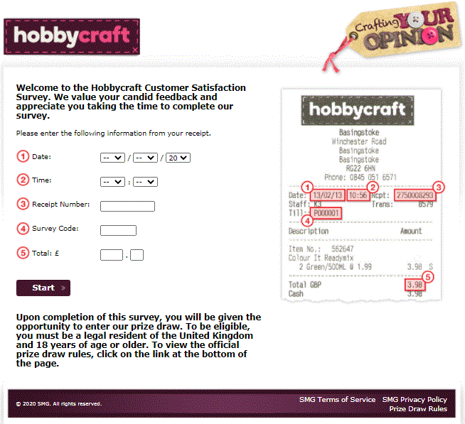 HobbyCraft Survey homepage