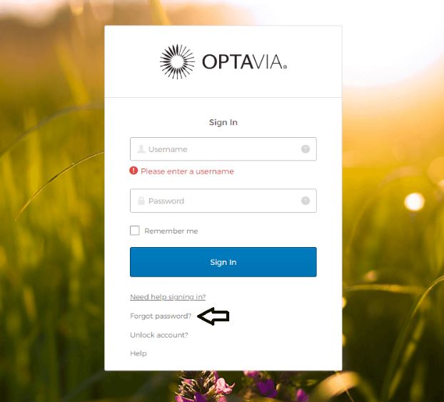 click on forgot password in optavia connect portal